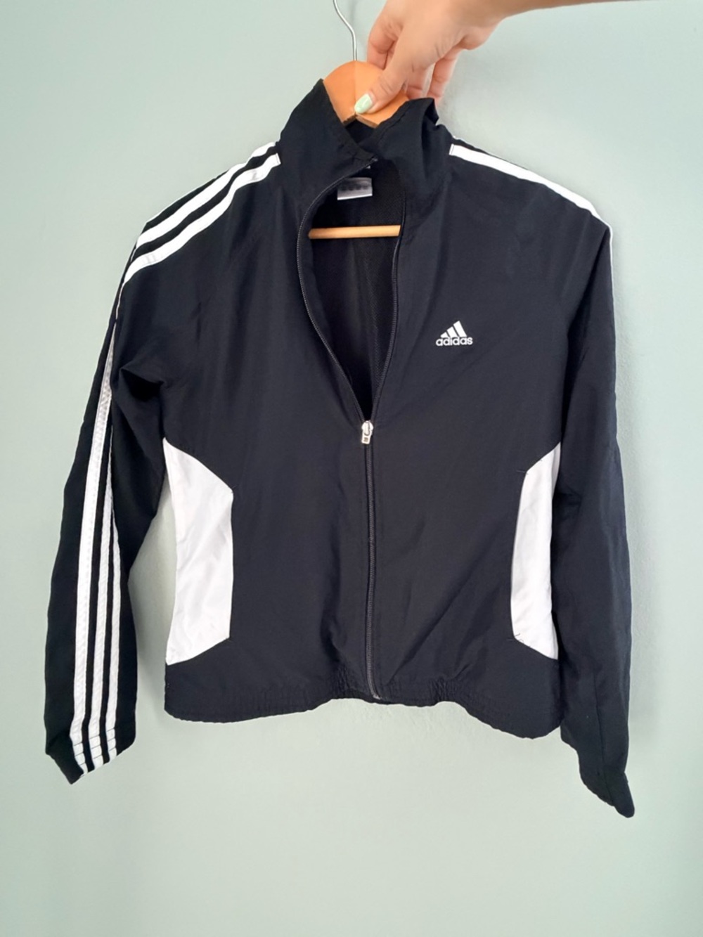 Vintage adidas Black and White Women's Varsity Jacket